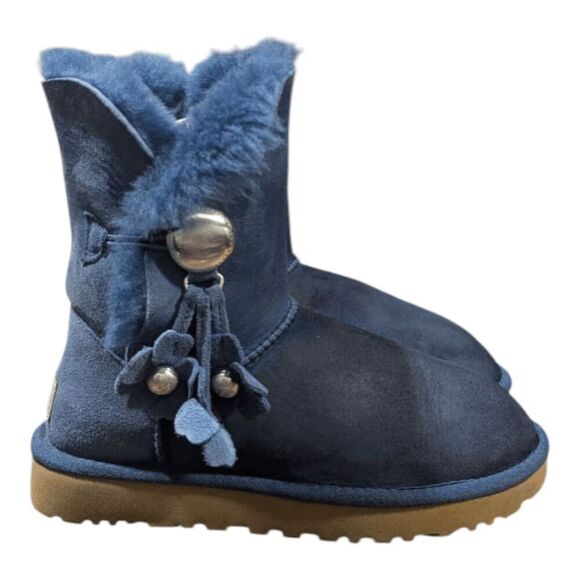UGG Bailey Button 'Puff Dark Denim' Winter Boot Size 6 - Picture 3 of 9